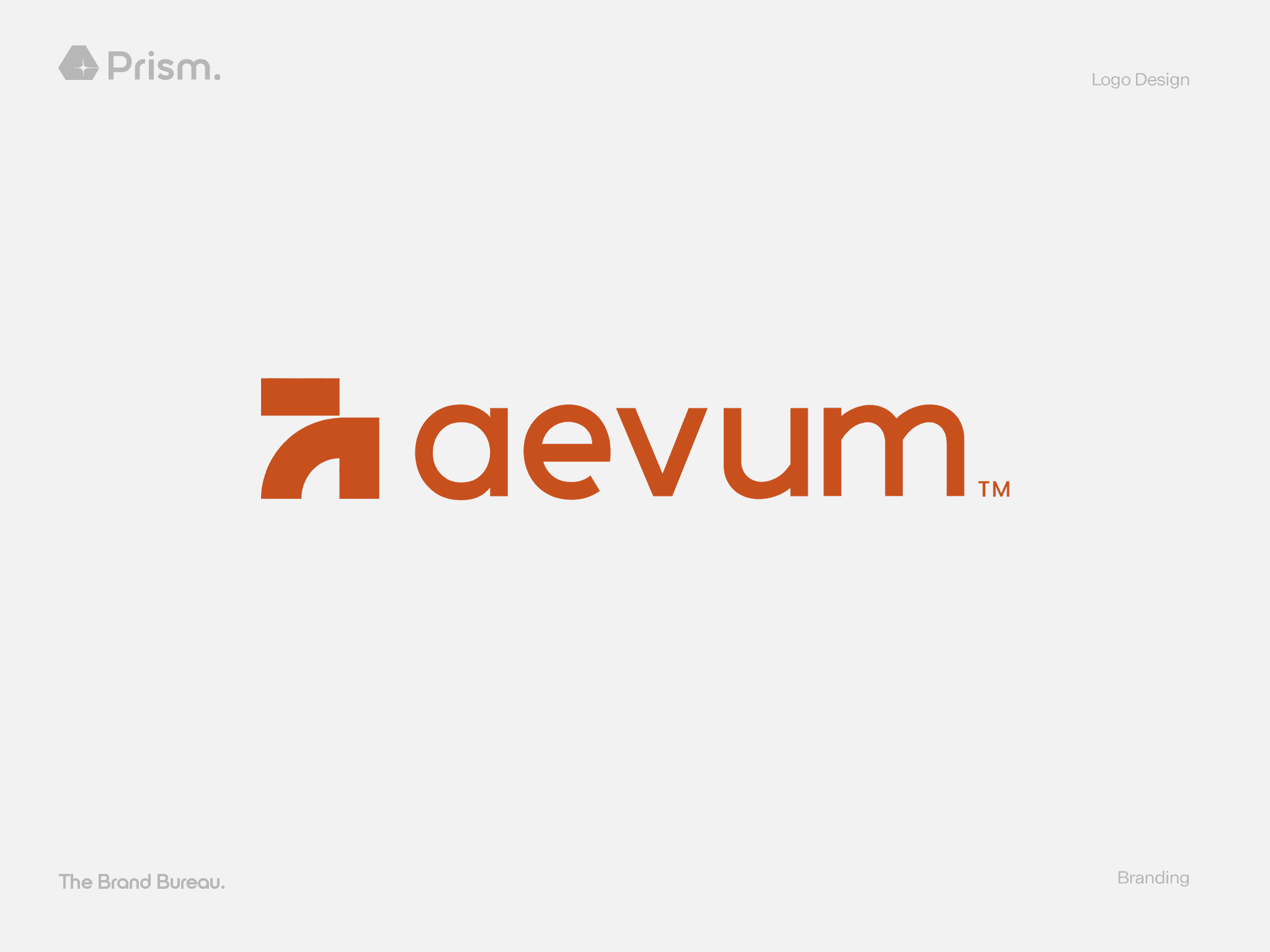 The Aevum logotype in orange, centred on a light grey field
